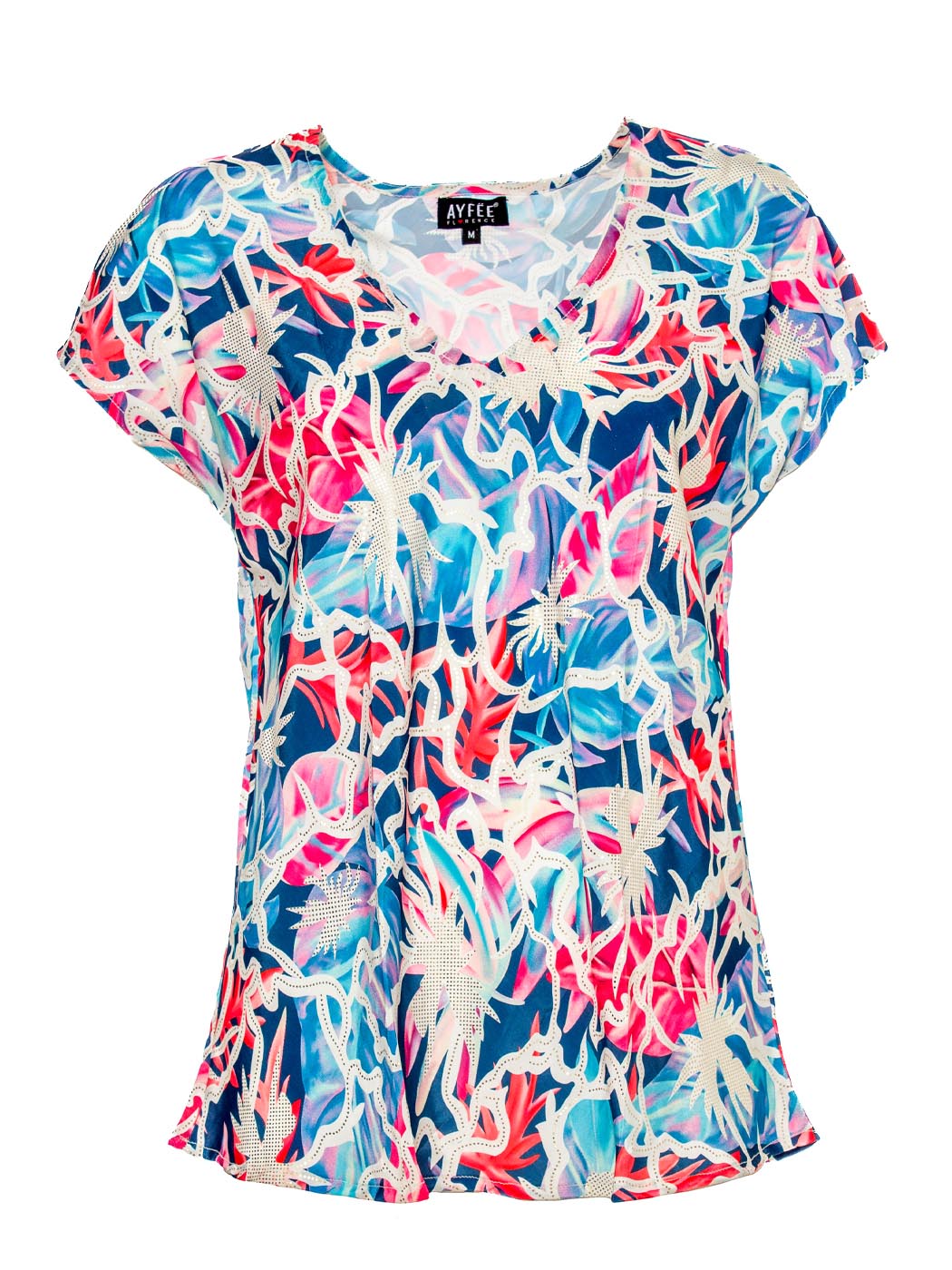TOP MEZZA MANICA SCOLLO A V 4TG 90%POLY 10% SETA MADE IN INDIA